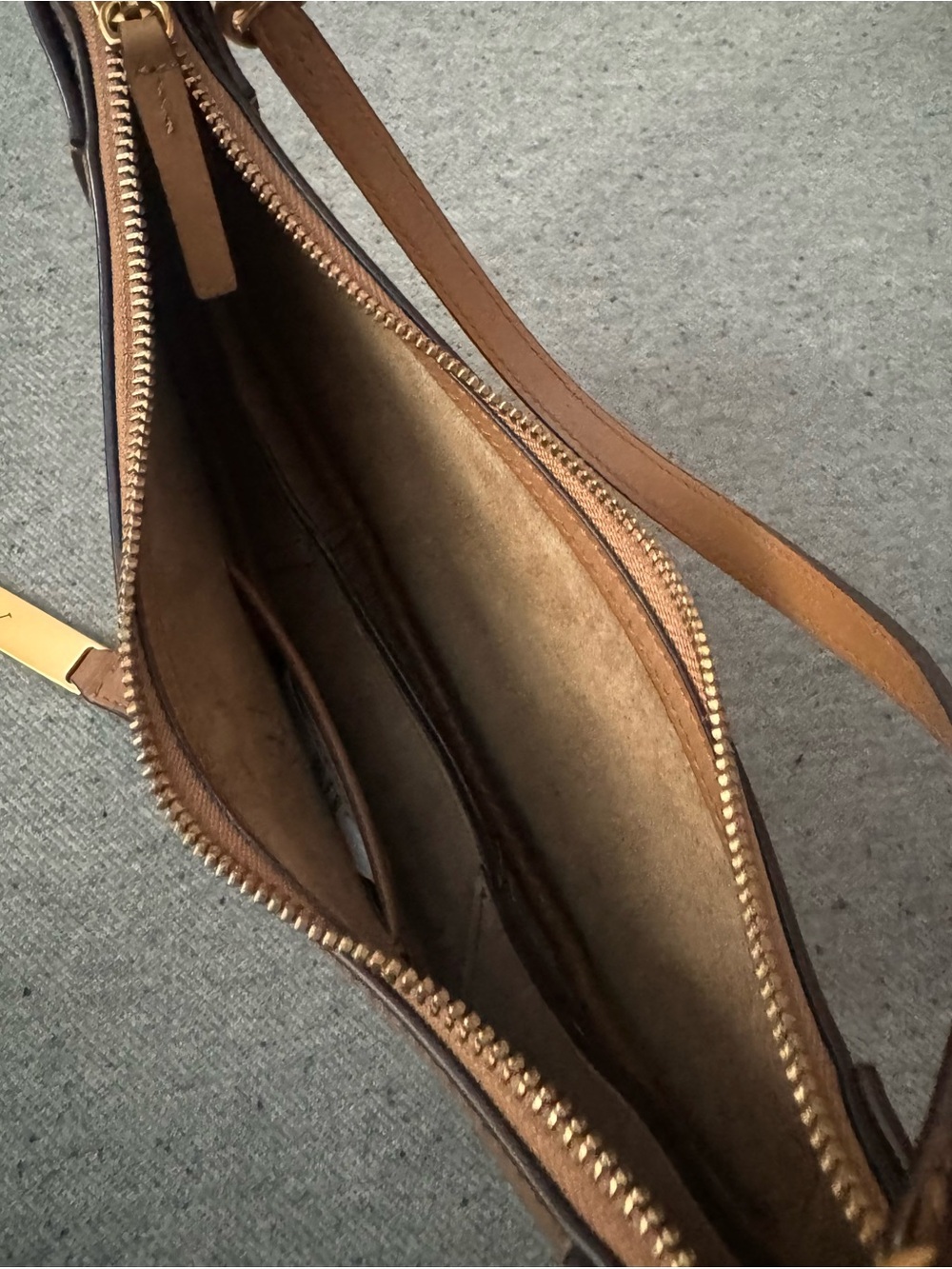 Polo by Ralph Lauren Caramel Calfskin Crescent Shoulder Bag with Gold Hardware - Picture 8 of 9
